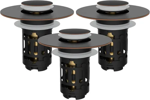 Vista 26 de Hibbent Colador de drenaje de lavabo de baño 3 en 1 mejorado, tapón universal desplegable con cesta de filtro de acero inoxidable extraíble atrapa