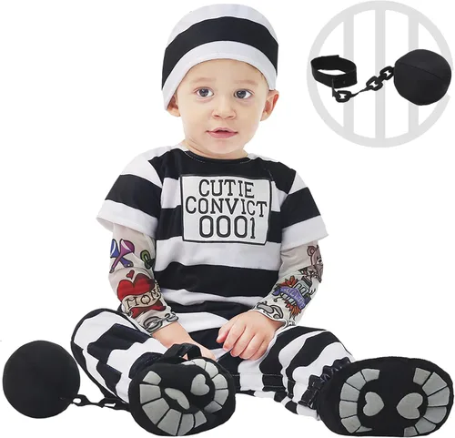 Vista 5 de Spooktacular Creations - Encantador disfraz de prisionero para bebé, conjunto de lujo de Halloween para infantes