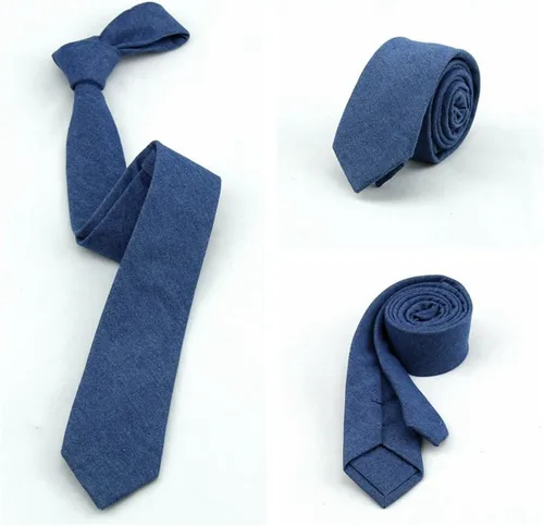 Vista 2 de Corbata de algodón ajustada unisex de mezclilla