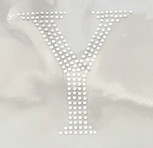 Vista 8 de Letras griegas, 4 pulgadas de alto, diamantes de imitación, transferencia termoadhesiva (alfa)