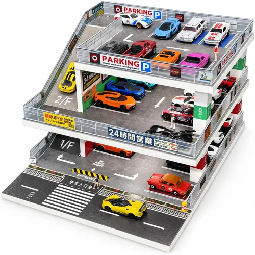 Vista 11 de Vitrina para Hot Wheels: Diorama de garaje de coche de juguete con luces Negro