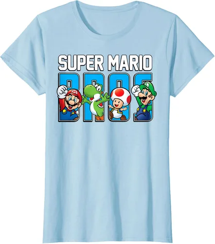 Vista 27 de Super Mario Bros Characters Letter Fill Graphic T-Shirt Camiseta, Negro