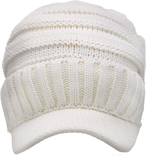 Vista 4 de C.C Gorro de punto acanalado de gran tamaño con visera