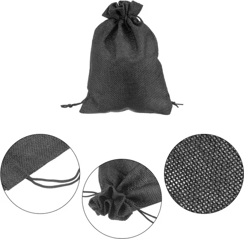 Vista 4 de HARFINGTON 10 bolsas pequeñas de arpillera con cordón, bolsa de regalo de 5 x 7 pulgadas, bolsas de joyería para regalos de fiesta de boda, regalos