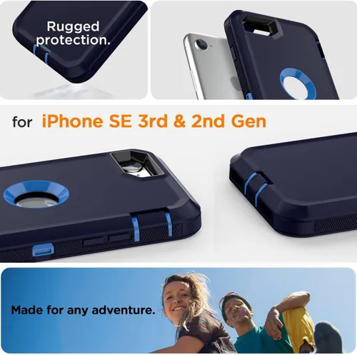 Vista 2 de AICase Funda para iPhone SE Case de 3ª y 2ª Generación, para iPhone SE 2022/2020 Protector de Pantalla Integrado Resistente Protección Antigolpes