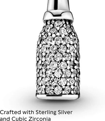 Vista 3 de PANDORA Joyería botella de vino espumoso colgante colgante zirconia cúbica encanto en plata de ley, Metal Esmalte, Circonita Cúbica