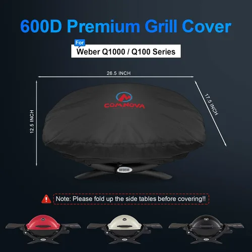 Vista 3 de Comnova Weber Q Series - Cubierta para parrilla – Resistente e impermeable, cubierta de barbacoa de 26.5 pulgadas para Q1000, Q1200, Q1400