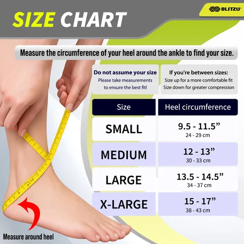 Vista 6 de BLITZU Tobillera para mujeres, hombres, alivio de la fascitis plantar, tendinitis de Aquiles, soporte para esguince de pie, manga de compresión