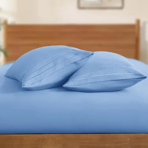 Vista 4 de Horbaunal Paquete de 2 fundas de almohada de microfibra de tamaño estándar, color azul, con cierre de sobre, 1800 hilos, suaves y resistentes al