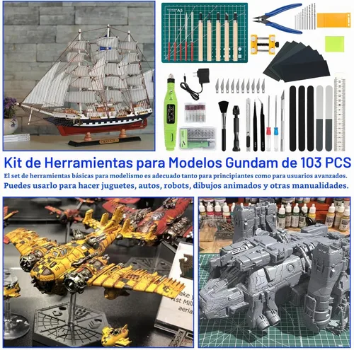 Vista 7 de Kit de herramientas Gundam, kit de herramientas de modelo profesional de 103 piezas para Gundam, herramientas de modelado para modelos de plástico