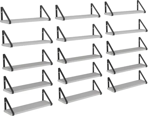 Vista 21 de Wallniture Ponza - Estante flotante de pared de 17 x 4.5 pulgadas, estantes pequeños de madera para almacenamiento en la pared, estante montado