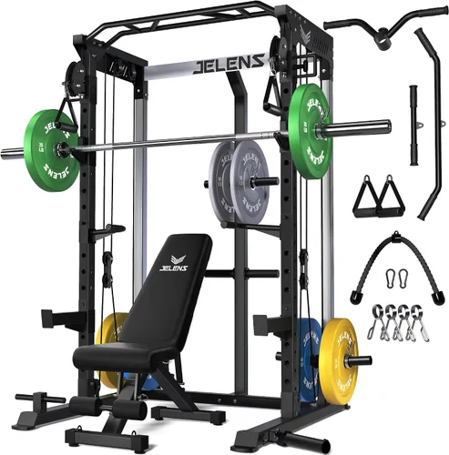 Vista 30 de C21 Power Cage 2000LBS Multi-Function Power Rack with Independent Dual Pulley System, All-in-One Squat Rack for Cable Crossover, Home Gym Workout