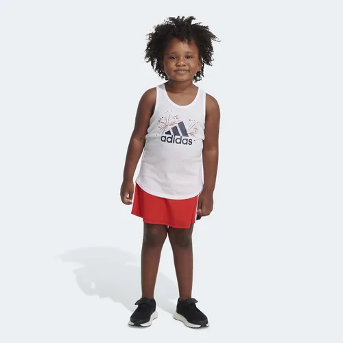 Vista 3 de adidas Juego de falda pantalón sin mangas de 2 piezas para niñas, plateado