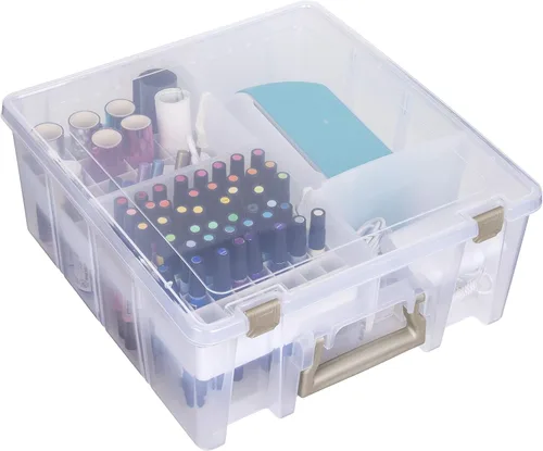 Vista 14 de ArtBin 6993SP Super Satchel Double Deep con bandeja de accesorios para manualidades en papel, transparente, 1 bolsa y 1 bandeja