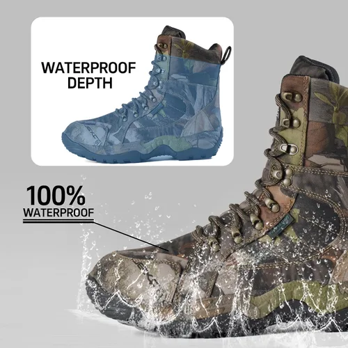 Vista 4 de Botas de caza impermeables para hombre de 8" ligeras, botas de camuflaje para senderismo aisladas, Thinsulate de 200g