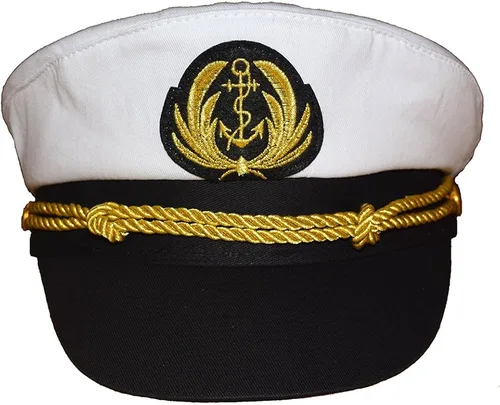 Vista 2 de Admiral Captain Yacht Hat Snapback Gold Bordado Anchor Skippers Cap para fiesta