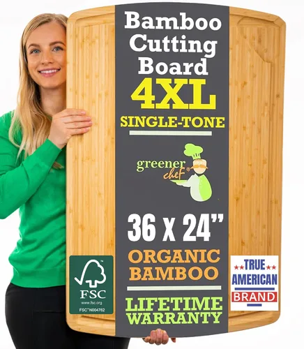 Vista 10 de GREENER CHEF Tabla de cortar extra grande 3XL de 30 pulgadas con reemplazos de por vida - Cubierta de estufa de bambú extra grande para fideos