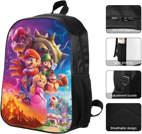 Vista 3 de Juego de mochila para niños de 3 piezas con lonchera y bolsa para lápices, mochila escolar de dibujos animados para niños y niñas, mochila de viaje