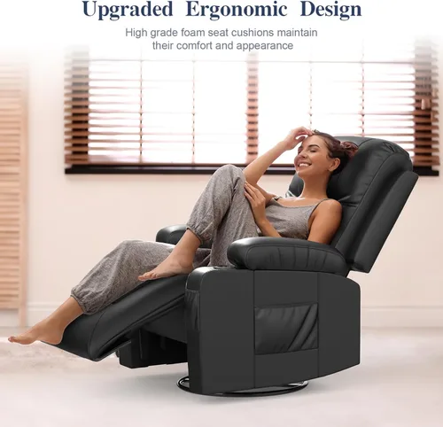 Vista 7 de Furnimat Juego de sofá reclinable con 2+1 piezas para sala de estar, sofá reclinable de 2 plazas en cuero, 1 silla reclinable con asiento de sofá