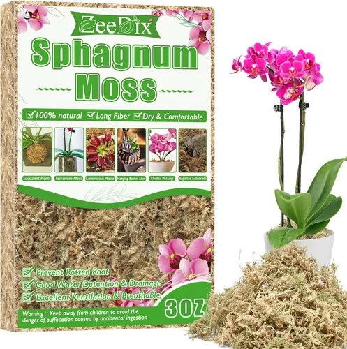 Vista 13 de ZeeDix 1.5 kg de musgo premium de turba sphagnum a granel, fibra larga seca para orquídeas, musgo de turba sphagnum para plantas