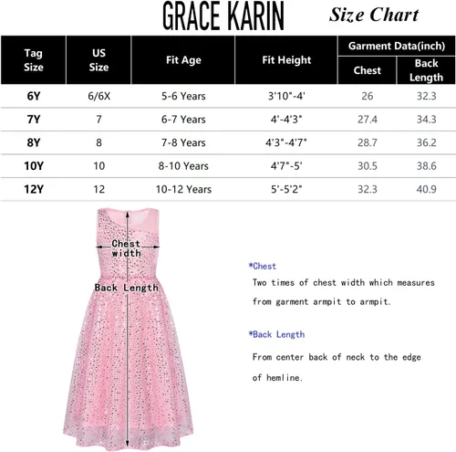 Vista 8 de GRACE KARIN Vestido de fiesta de lentejuelas para niñas, sin mangas, brillante, elegante, acampanado, maxi vestidos de 5 a 12 años