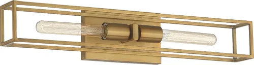 Vista 6 de Quoizel LGN8624WS Leighton - Lámpara de pared para baño, 2 luces, 200 vatios, latón desgastado (5 pulgadas de alto x 24 pulgadas de ancho)