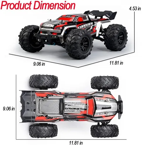 Vista 5 de Coches RC 1:16 Escala Auto de Control Remoto 50 KMH Alta Velocidad 4WD Camión RC para Niños Adultos Niños 2.4 GHz Todo Terreno RC Buggy Fuera