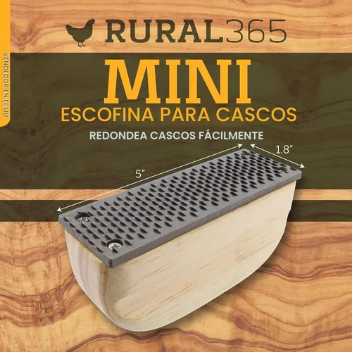 Vista 2 de Rural365 Escofina de herrador con mango de madera, mini lima de raspador de pezuñas - Suministros de herrador para caballos en miniatura, cerdos