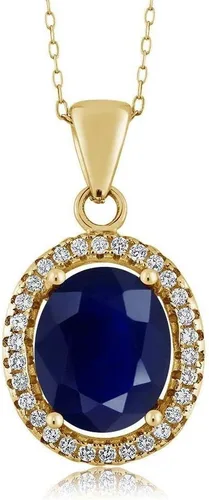 Vista 71 de Gem Stone King Collar con colgante de plata chapada en oro amarillo de 18 quilates de 0.433 x 0.354 in con piedra natal ovalada para mujer