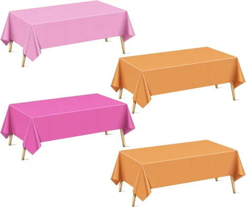 Vista 50 de Mantel rectangular de la serie azul y verde, 4 piezas, 54 x 72 pulgadas, color sólido, impermeable y a prueba de derrames, mantel de plástico