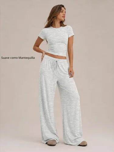 Vista 2 de Trendy Queen Conjunto de descanso de verano de 2 piezas a juego con Avena Gris