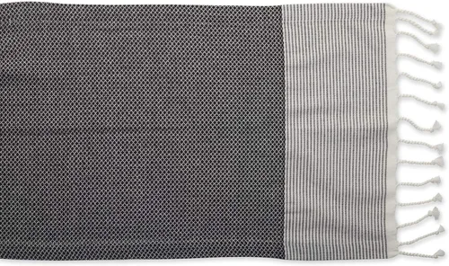Vista 2 de DII Bordered Dobby - Camino de mesa tejido, 15 x 72 pulgadas, negro, 1 pieza