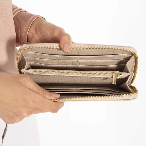 Vista 2 de KATIE LOXTON Cartera de piel sintética de cocodrilo vegano con cremallera completa