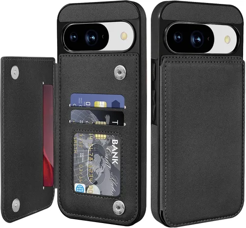 Vista 18 de Bizzib para Google Pixel 6A Funda de cuero tipo cartera con tarjetero, cubierta tipo libro con pata de pie, cierre magnético, funda protectora a