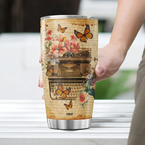 Vista 4 de CUBICER Author - Vaso de café con tapa, regalo de cumpleaños para mujeres, hombres y adolescentes, taza aislada de doble pared al vacío, vasos