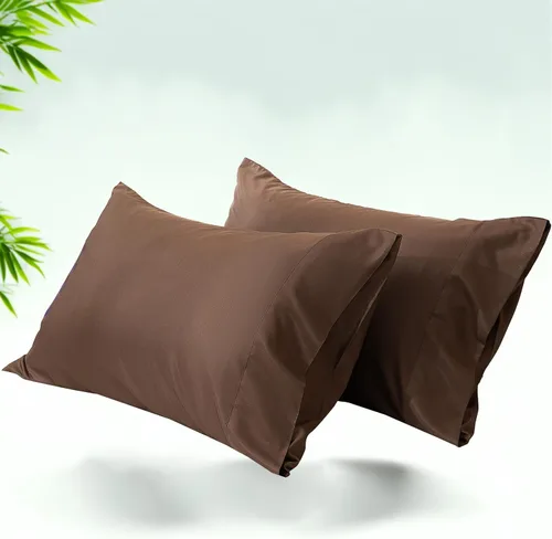 Vista 30 de Fundas de almohada tamaño estándar paquete de 2, fundas de almohada de rayón de bambú refrescantes con cierre de sobre, fundas de almohada frescas