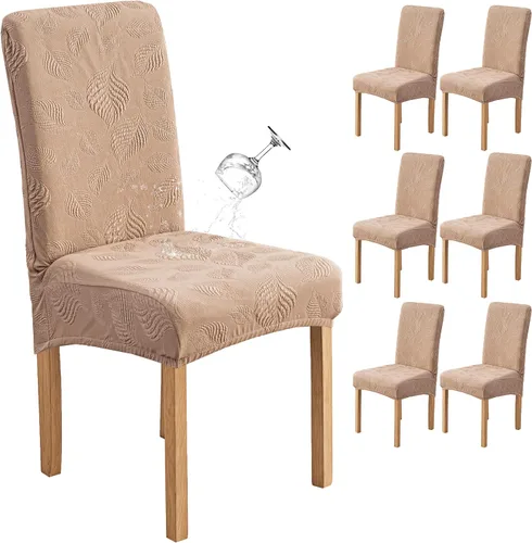 Vista 38 de Genina - Juego de 2 fundas impermeables para sillas de comedor, fundas para sillas de cocina, color beige