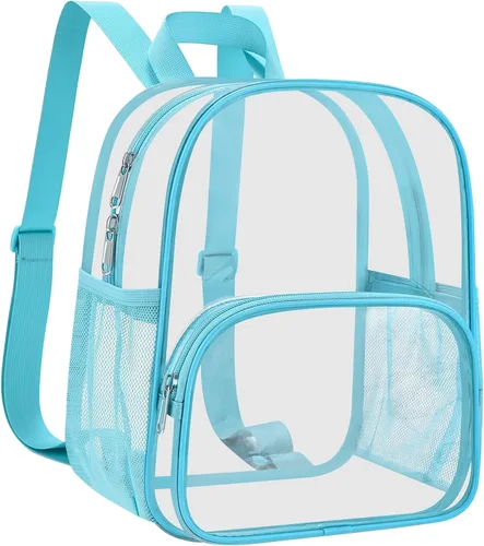 Vista 7 de USPECLARE Minimochila Transparente Aprobada para Estadio para Niños Pequeños y Niñas, Concierto, Festival, Eventos Deportivos, Aguamarina, Mediana