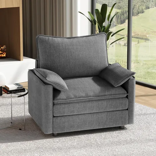 Vista 31 de Vesgantti Sofá modular de 108 pulgadas, cómodo sofá de nube con asiento profundo otomano movible, sofá modular en forma de L, sofás seccionales