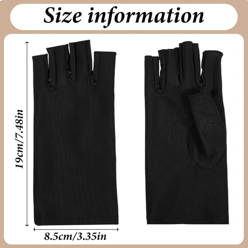 Vista 2 de 2 pares de guantes de protección UV para mujer, guantes de protección solar, guantes de verano sin dedos para deportes al aire libre manicura de gel
