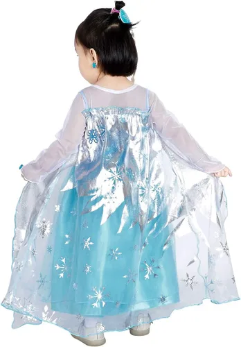 Vista 3 de LOEL Disfraz de princesa, vestido azul, vestido de fiesta de Navidad para niñas pequeñas