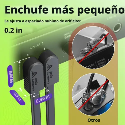 Vista 2 de Cables de conexión de guitarra, cables de pedal de guitarra planos chapados en oro, reforzados con Kevlar, cable blindado de doble capa sin ruido