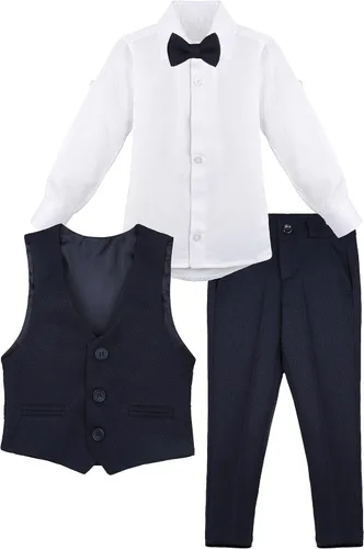 Vista 3 de Lilax Traje formal para niños de 4 piezas, chaleco, pantalones y corbata