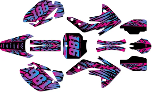 Vista 5 de Kit de gráficos para Honda CRF 150R (2007-2023) serie Twitch azul 09 mil – Dirt Bike - Kit de calcomanías gráficas de carreras personalizadas, sin