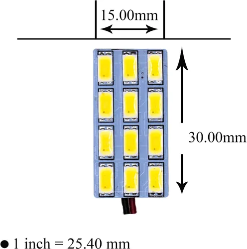 Vista 6 de HYUGA 2x 12SMD 5630 Luz de Panel LED de Luz Cálida Blanca 4500K Auto para Interior de Coche DC 12V-24V con Adaptadores T10 / BA9S / Festoon