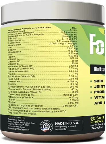 Vista 3 de IE - Multivitaminas para perros 4 en 1 Apoyo para las articulaciones, salud inmunológica, salud de la piel y el corazón Apoyo