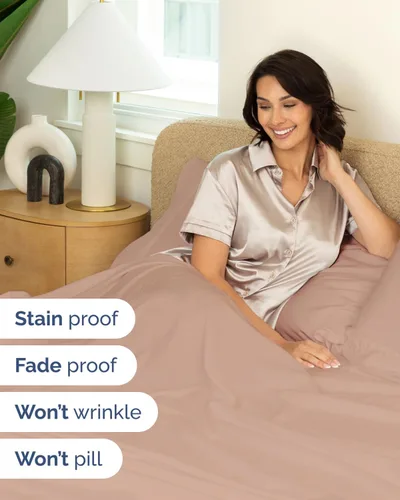 Vista 568 de Extra Deep Twin XL Sheet Set - 3 Piece College Dorm Room - White 01-Blanco