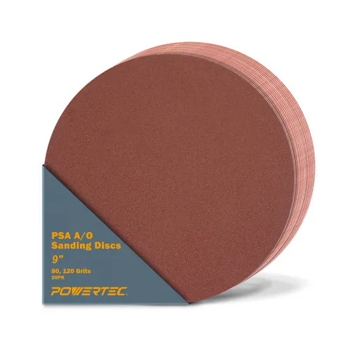 Vista 11 de POWERTEC 10 discos de lijado PSA de grano 60 de 9 pulgadas, papel de lija autoadhesivo de 9 pulgadas, para paneles de yeso, carpintería, pintura