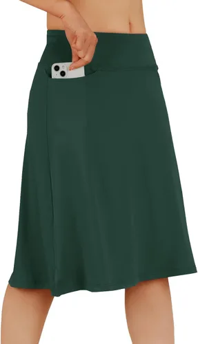 Vista 9 de Falda pantalón para mujer, modesta, hasta la rodilla, atlética, midi, para correr Beige