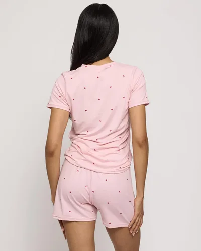 Vista 3 de Real Essentials - Conjunto ultrasuave de pijama de manga corta con pantalones cortos para mujer, para descansar y dormir
